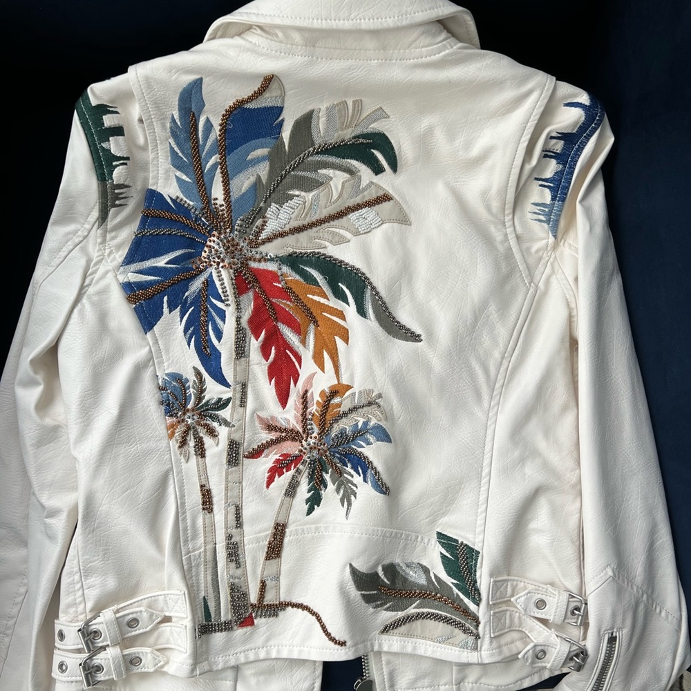 BLANK NYC White Embellished Leather Jacket